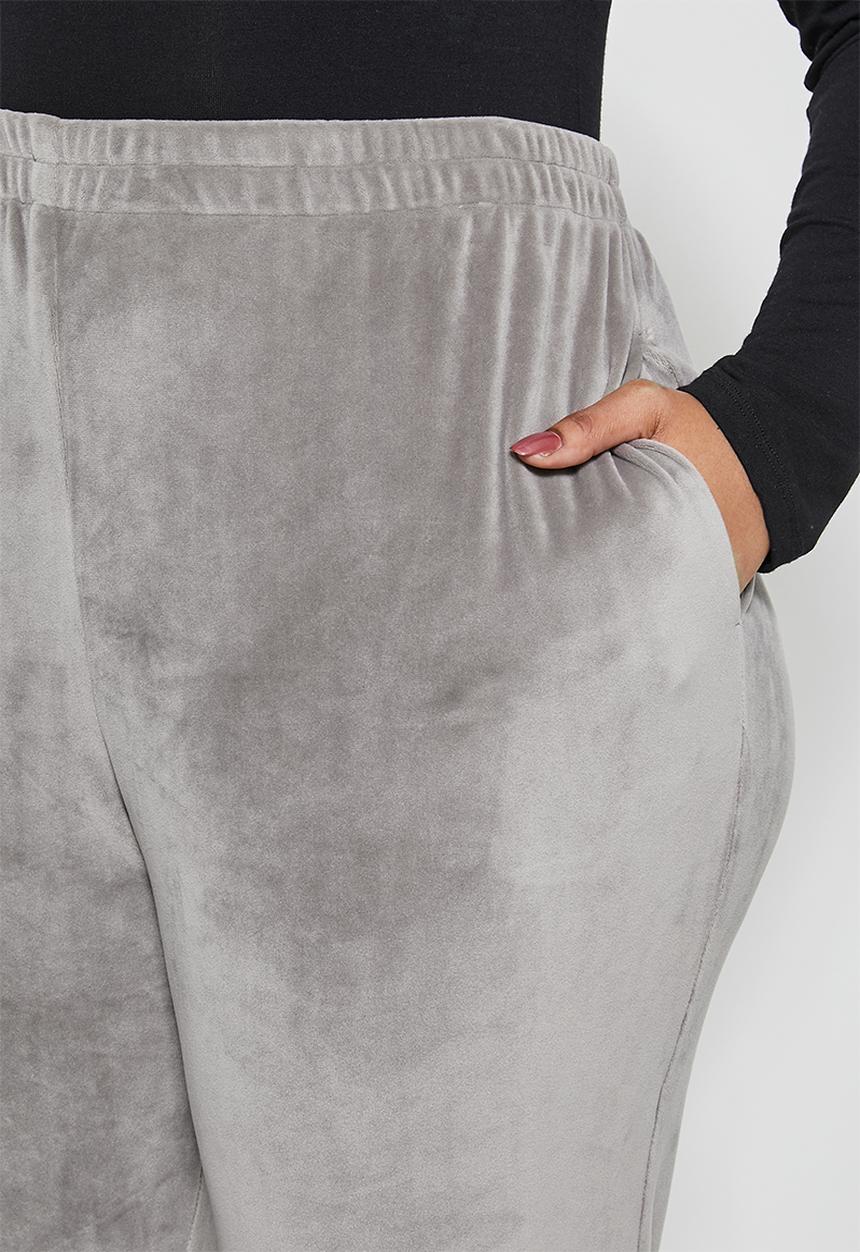 VELVET - Plush velvet high rise track pant - grey