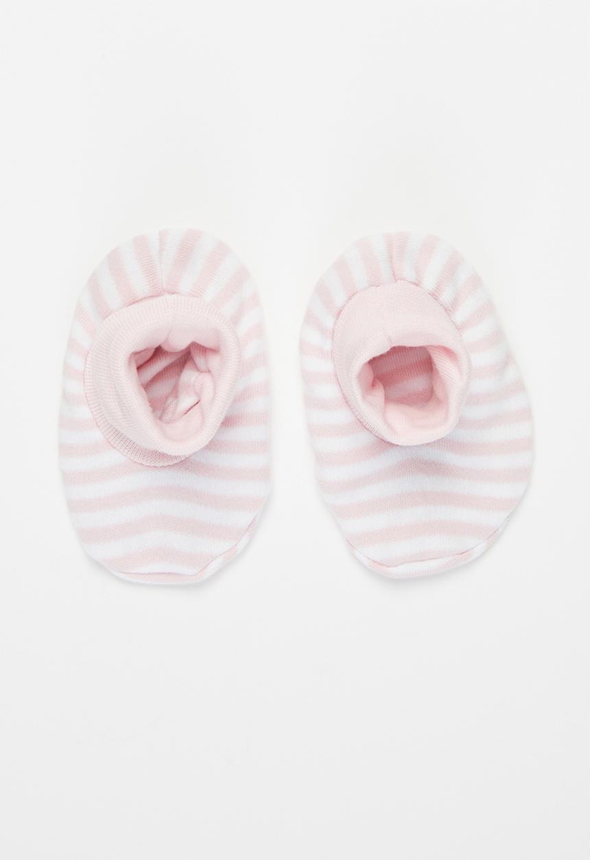 Little Lumps - Shoes ribbed - pink & white 