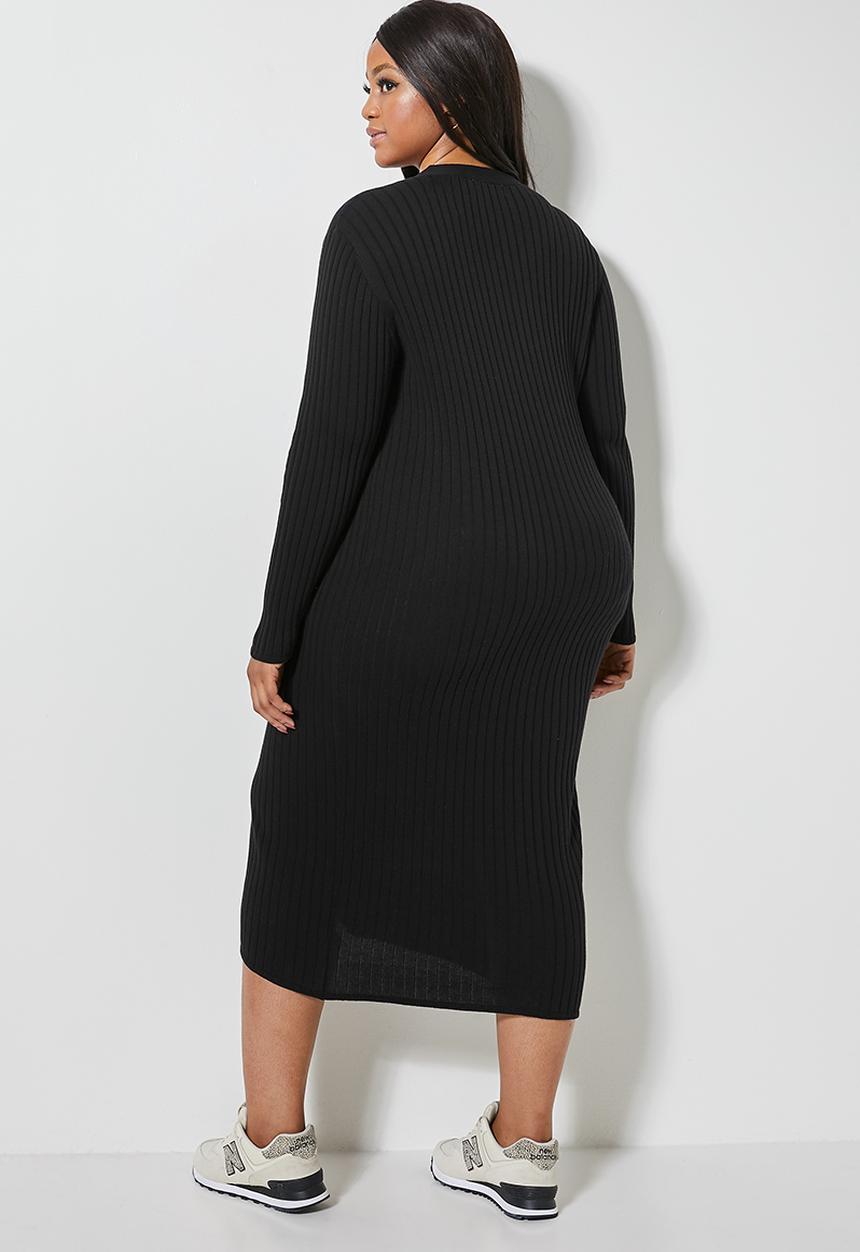 Superbalist - Rib button through dress - black