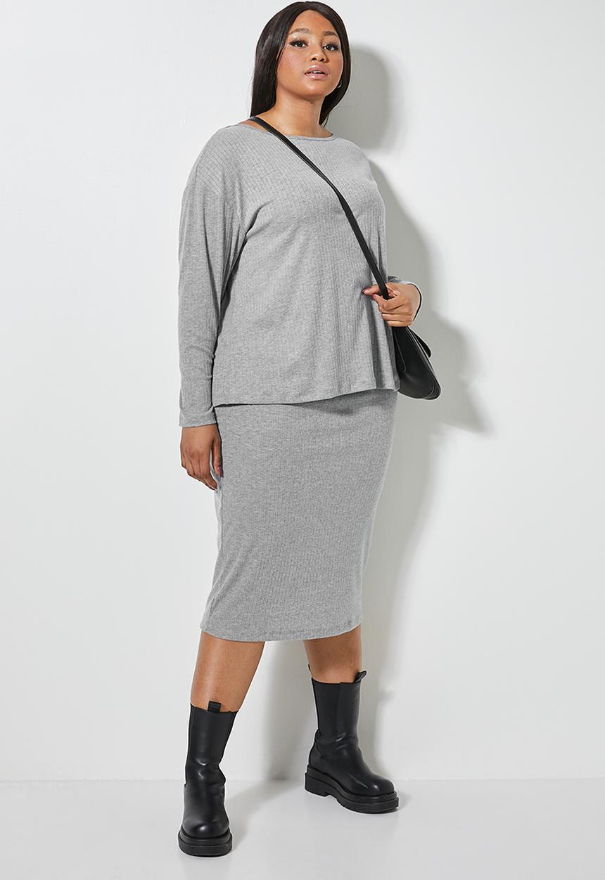Superbalist - High waist bodycon skirt - grey 