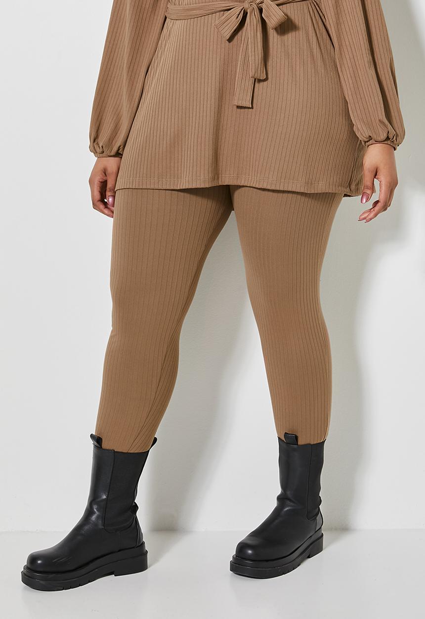 Superbalist - Rib high waist leggings - tobacco