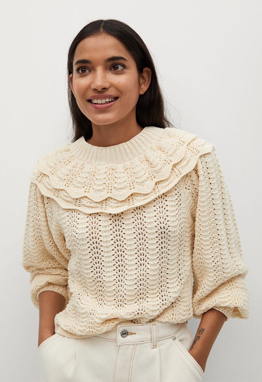 MANGO - Sweater floreta - light brown