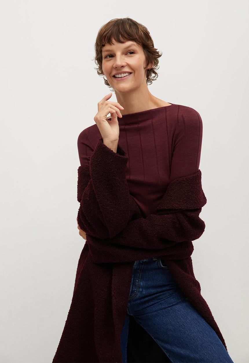 MANGO - T-shirt barca - burgundy