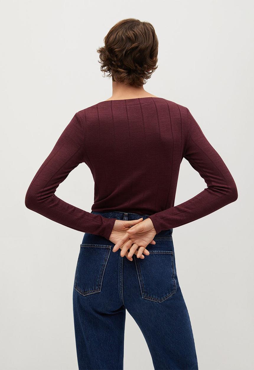 MANGO - T-shirt barca - burgundy