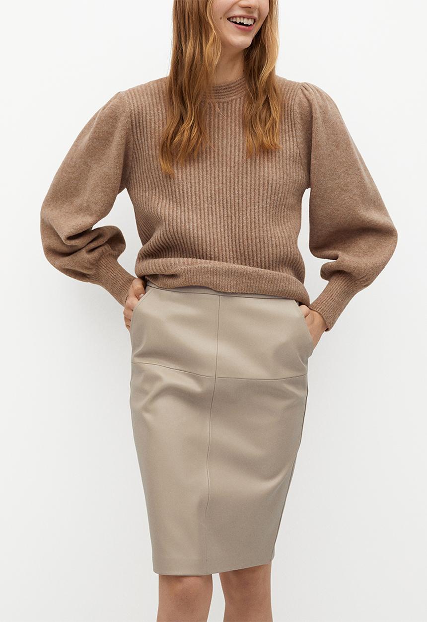 MANGO - Skirt pencil - light beige
