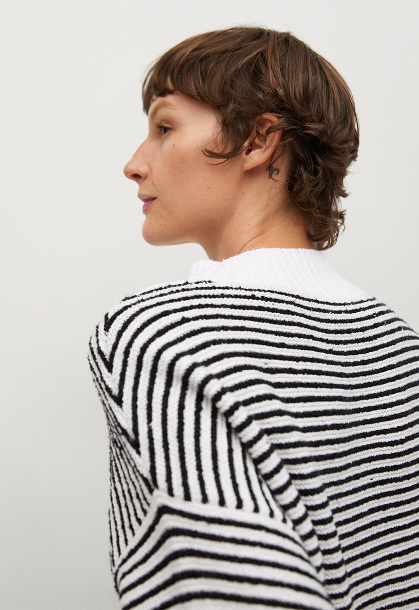 MANGO - Sweater tropez - black & white