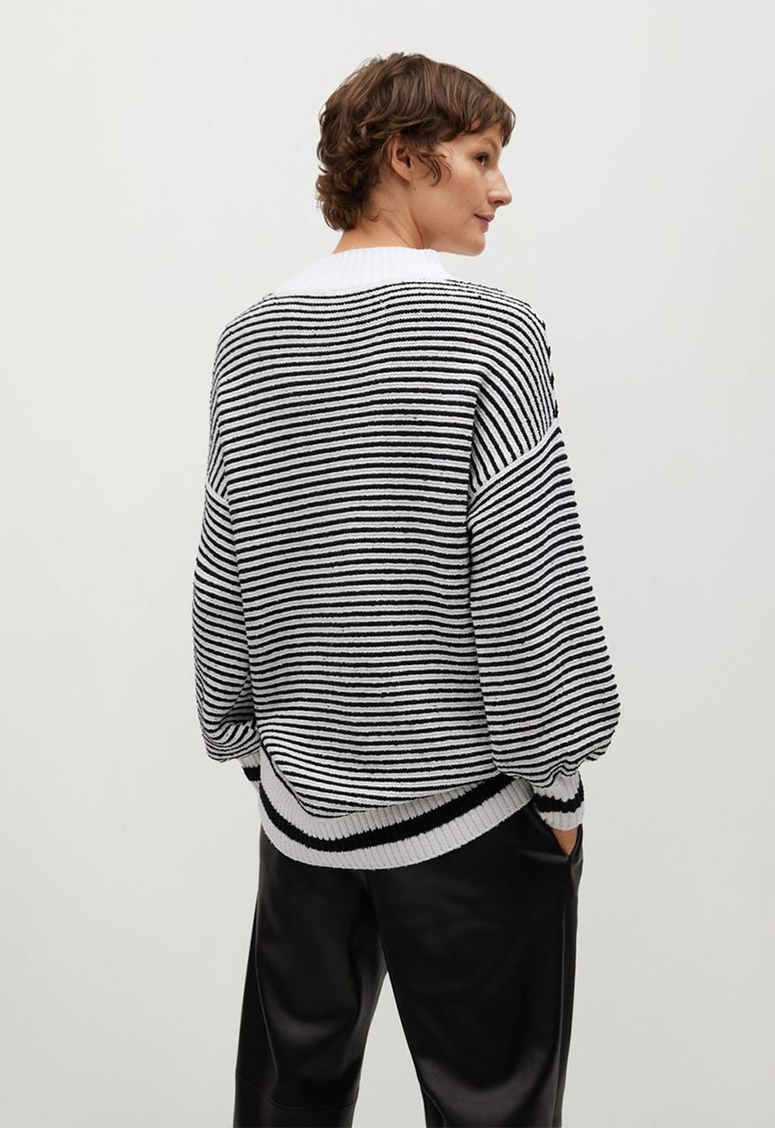 MANGO - Sweater tropez - black & white