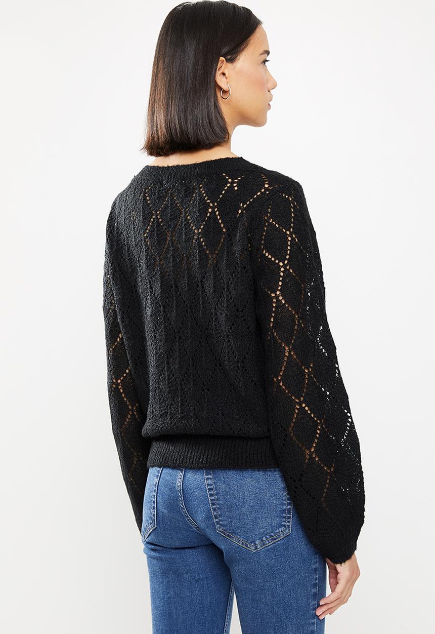 Jacqueline de Yong - Malou  long sleeve  structure pullover knit - black