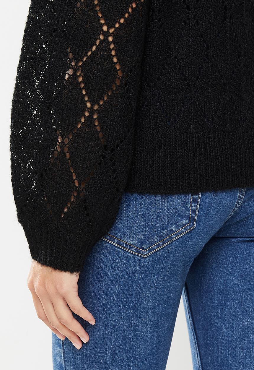 Jacqueline de Yong - Malou  long sleeve  structure pullover knit - black
