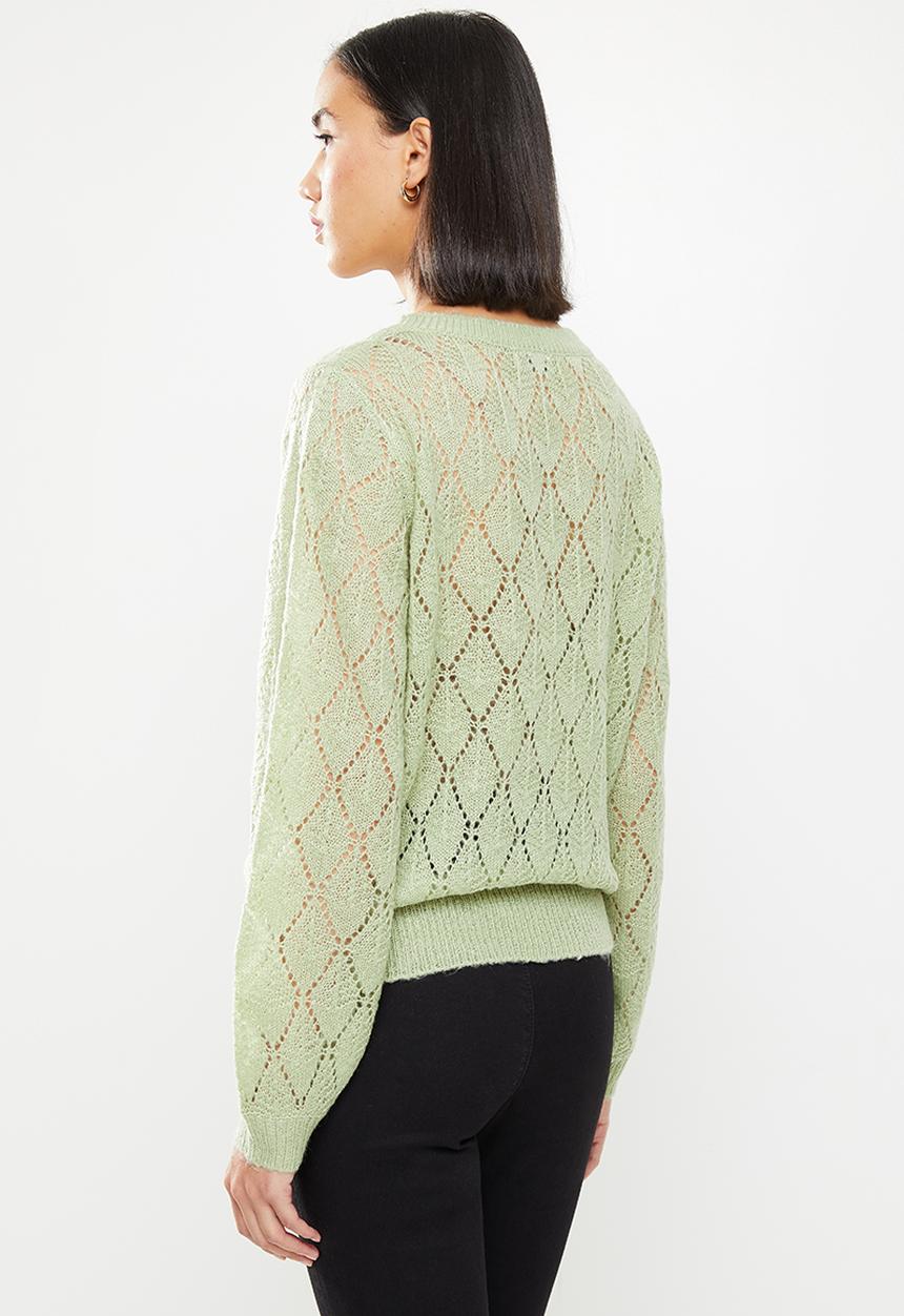 Jacqueline de Yong - Malou  long sleeve  structure pullover knit - green 