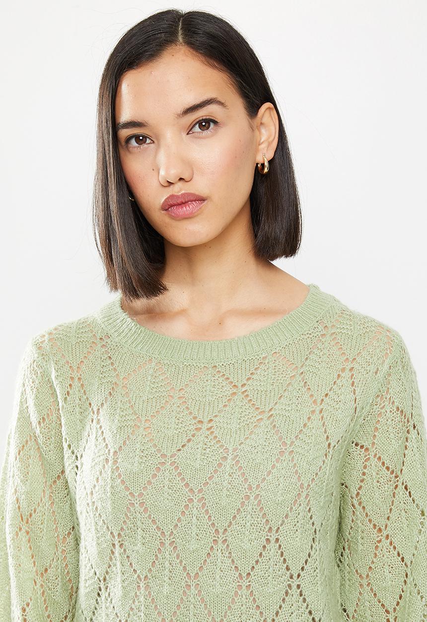 Jacqueline de Yong - Malou  long sleeve  structure pullover knit - green 