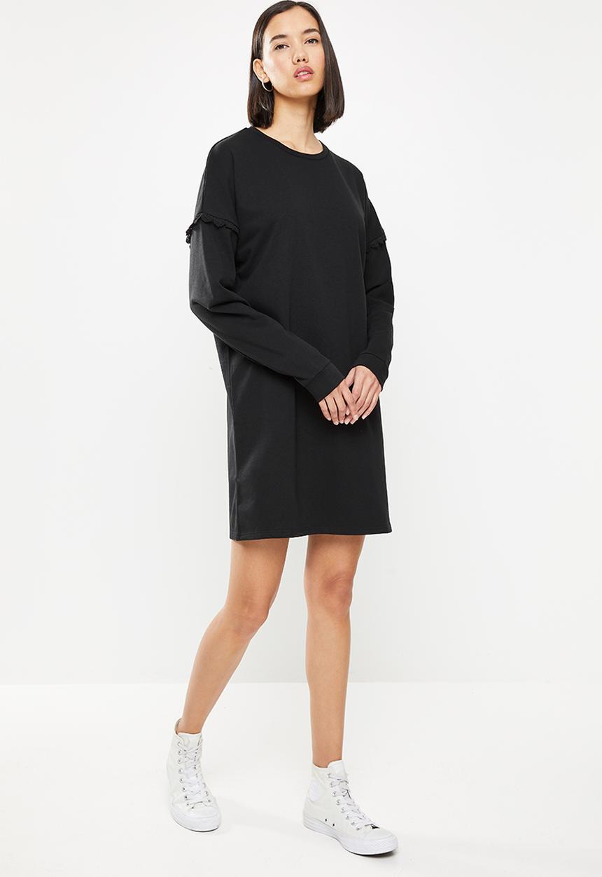 Jacqueline de Yong - Rikke ivy life long sleeve crochet dress - black