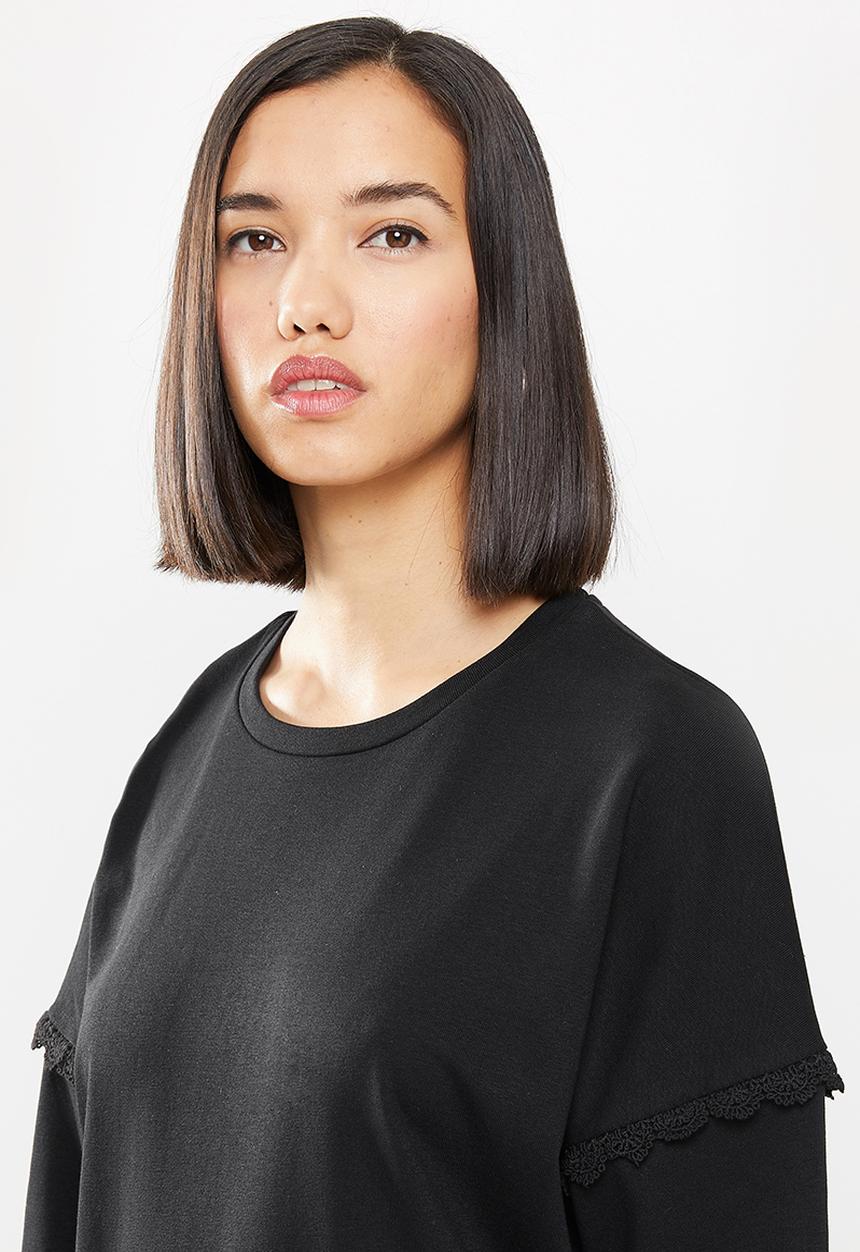 Jacqueline de Yong - Rikke ivy life long sleeve crochet dress - black