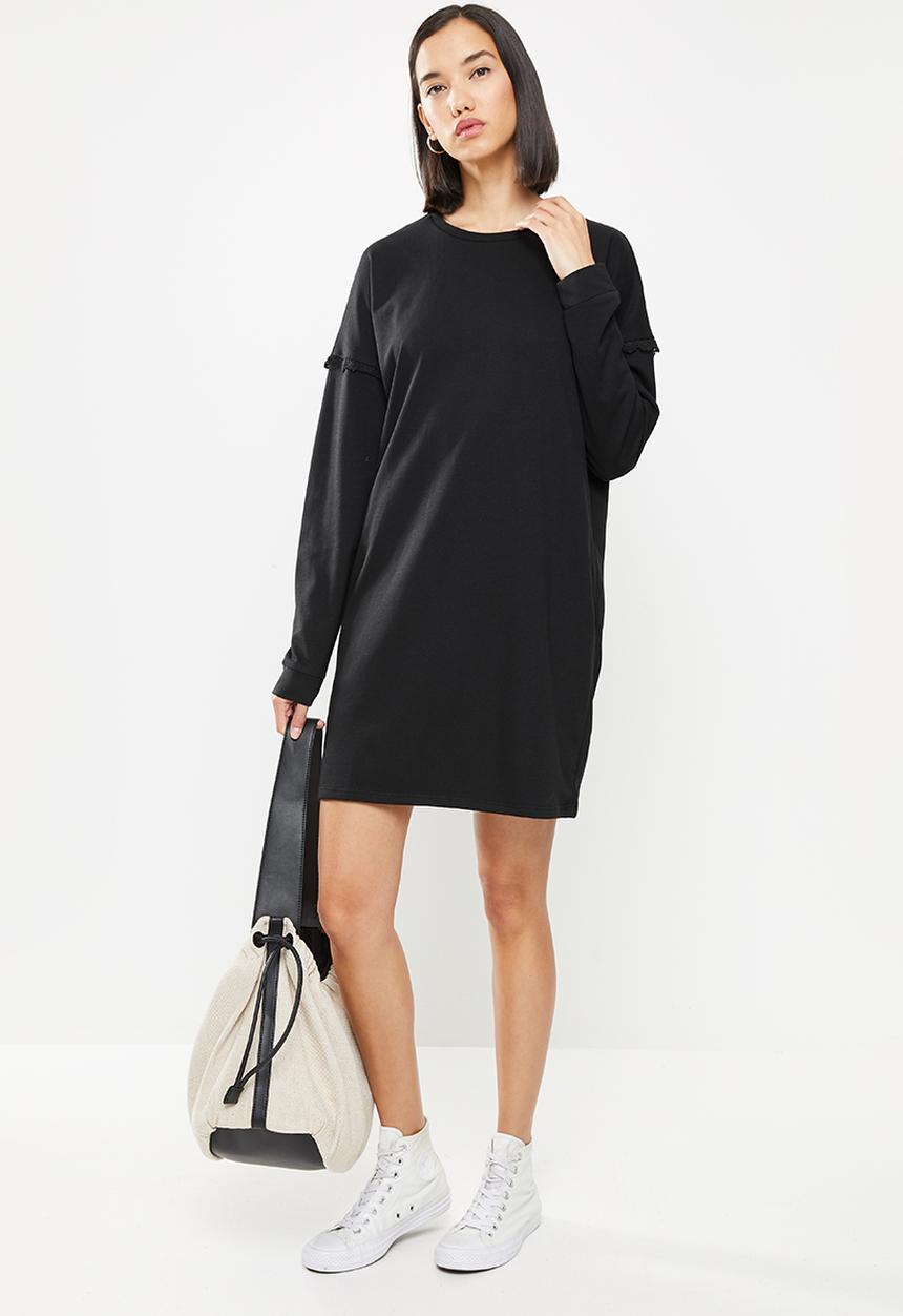 Jacqueline de Yong - Rikke ivy life long sleeve crochet dress - black