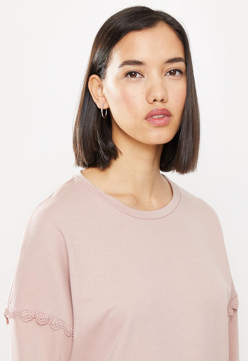 Jacqueline de Yong - Rikke ivy life long sleeve  crochet dress - pink 