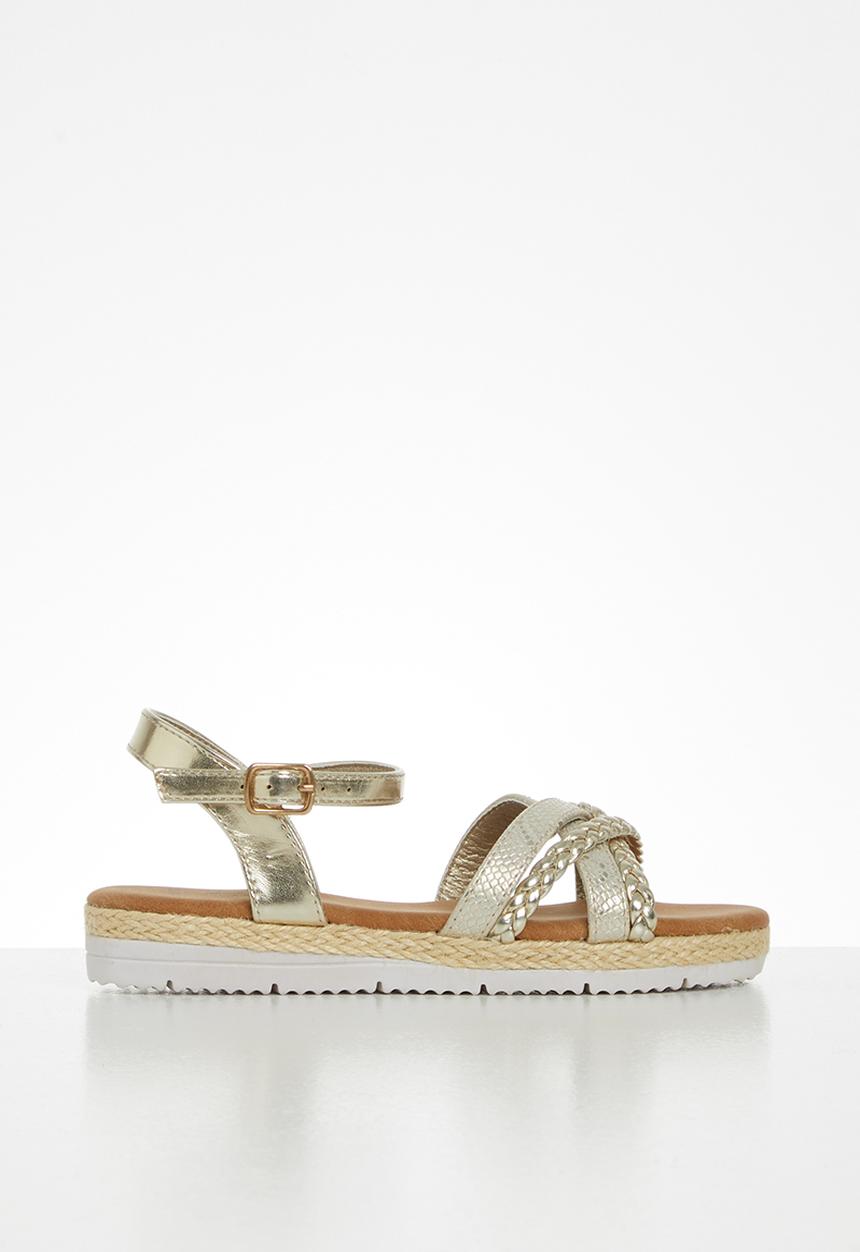 MINOTI - Girls gold cross strap sandal - gold