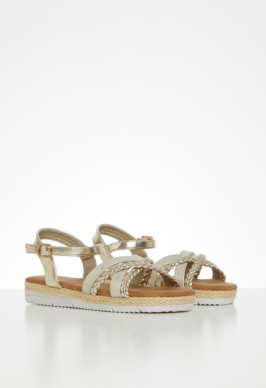 MINOTI - Girls gold cross strap sandal - gold