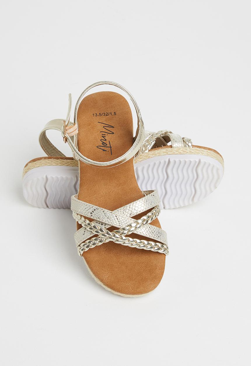 MINOTI - Girls gold cross strap sandal - gold