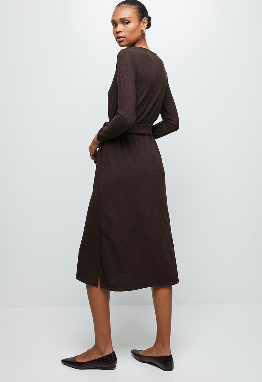 edit - Warm handle belted column midaxi - chocolate