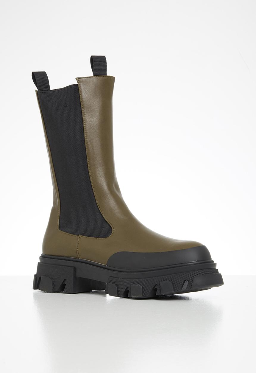 Public Desire - Boston calf high chunky sole boot - khaki