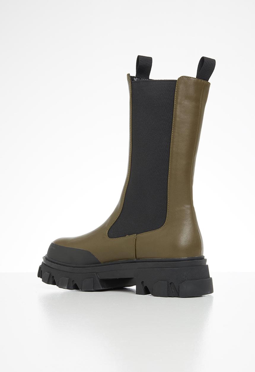 Public Desire - Boston calf high chunky sole boot - khaki