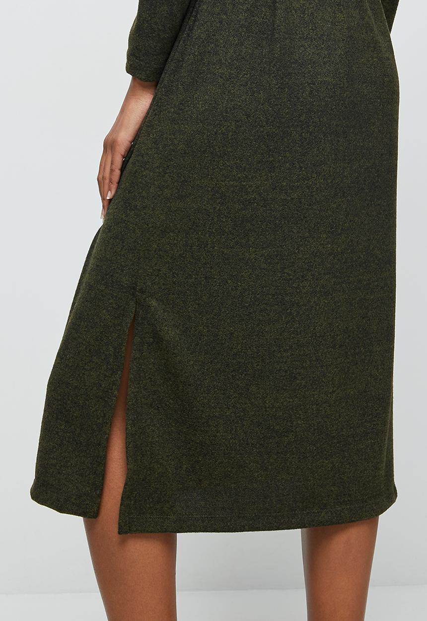 edit - Warm handle belted column midaxi - olive