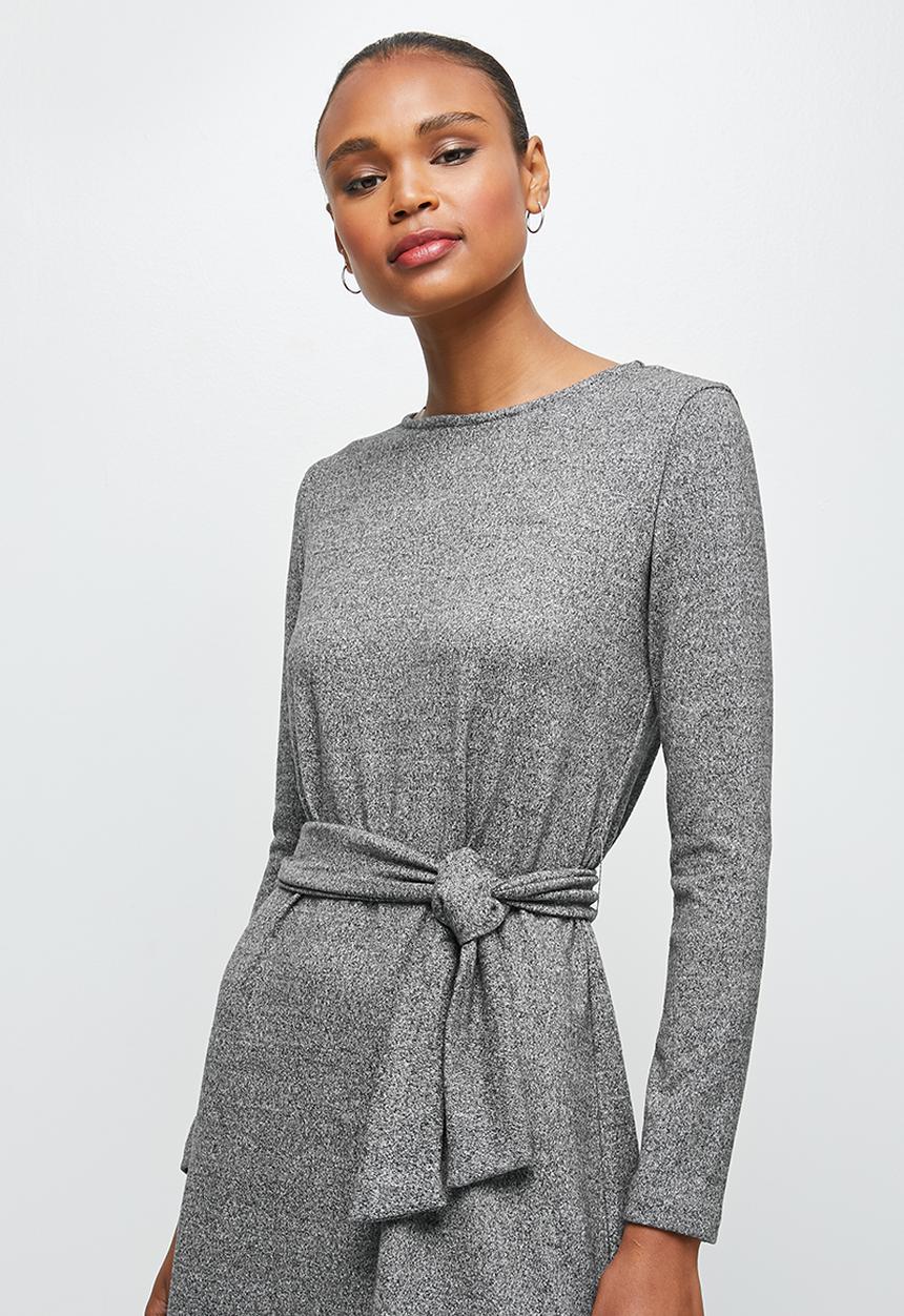 edit - Warm handle belted column midaxi - grey