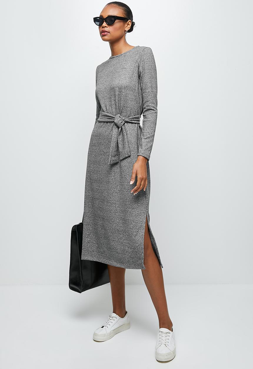 edit - Warm handle belted column midaxi - grey