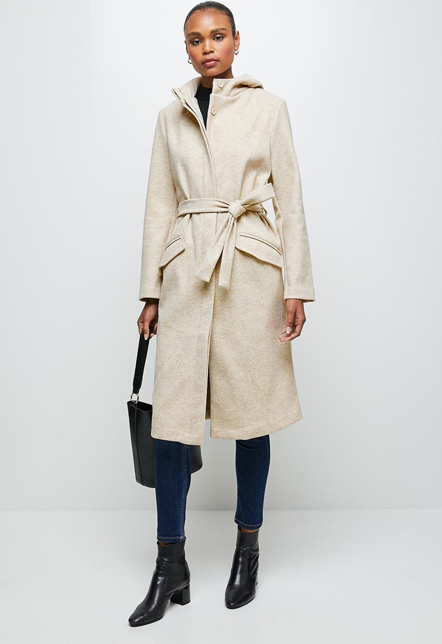 edit - Hooded melton jacket - oatmeal