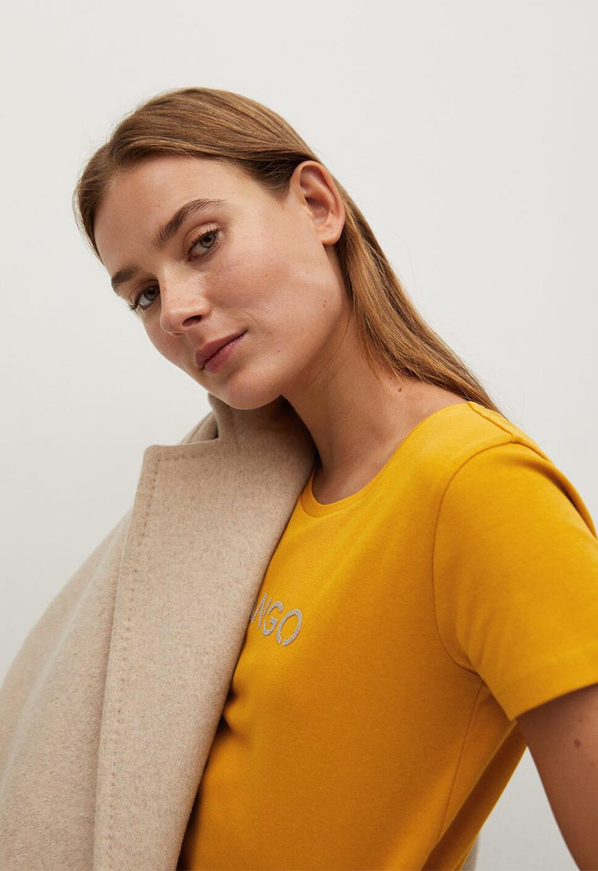 MANGO - T-shirt mangolog - yellow
