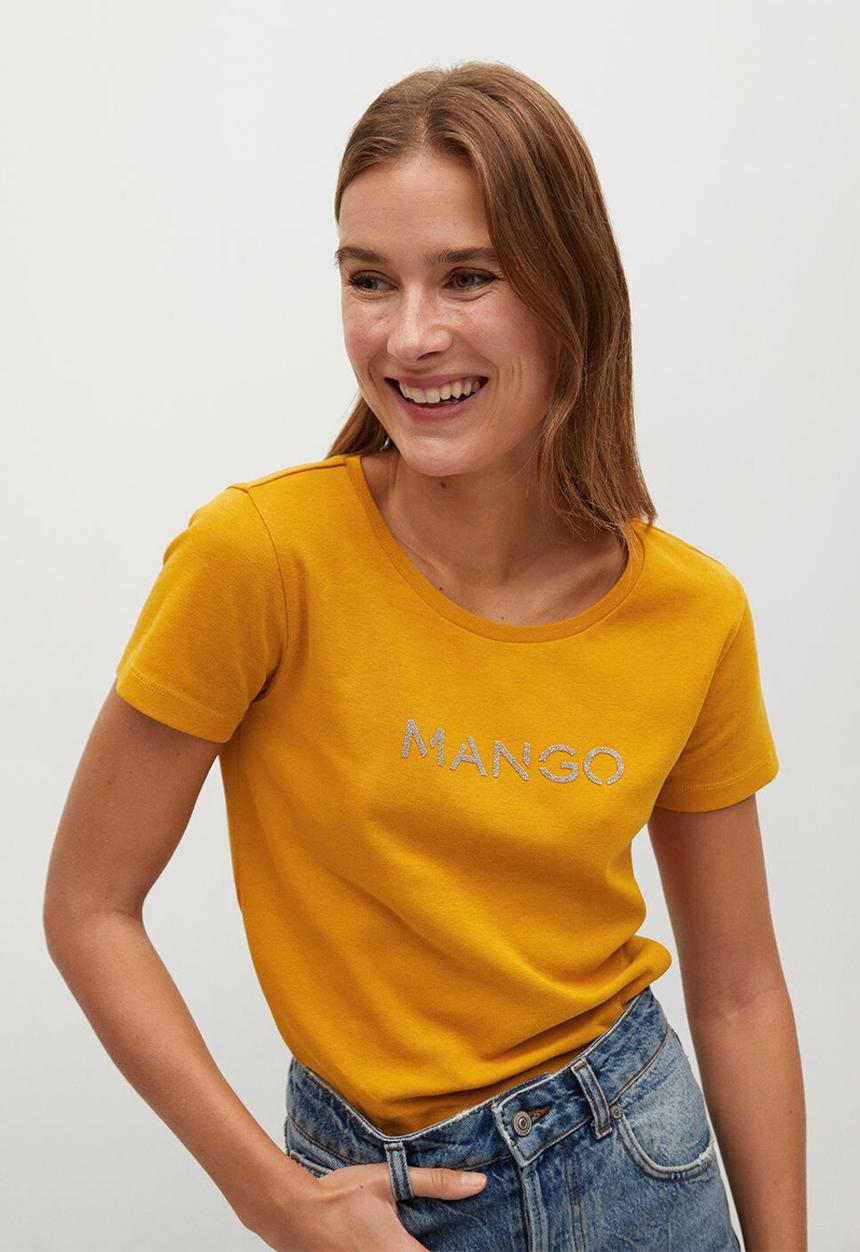 MANGO - T-shirt mangolog - yellow