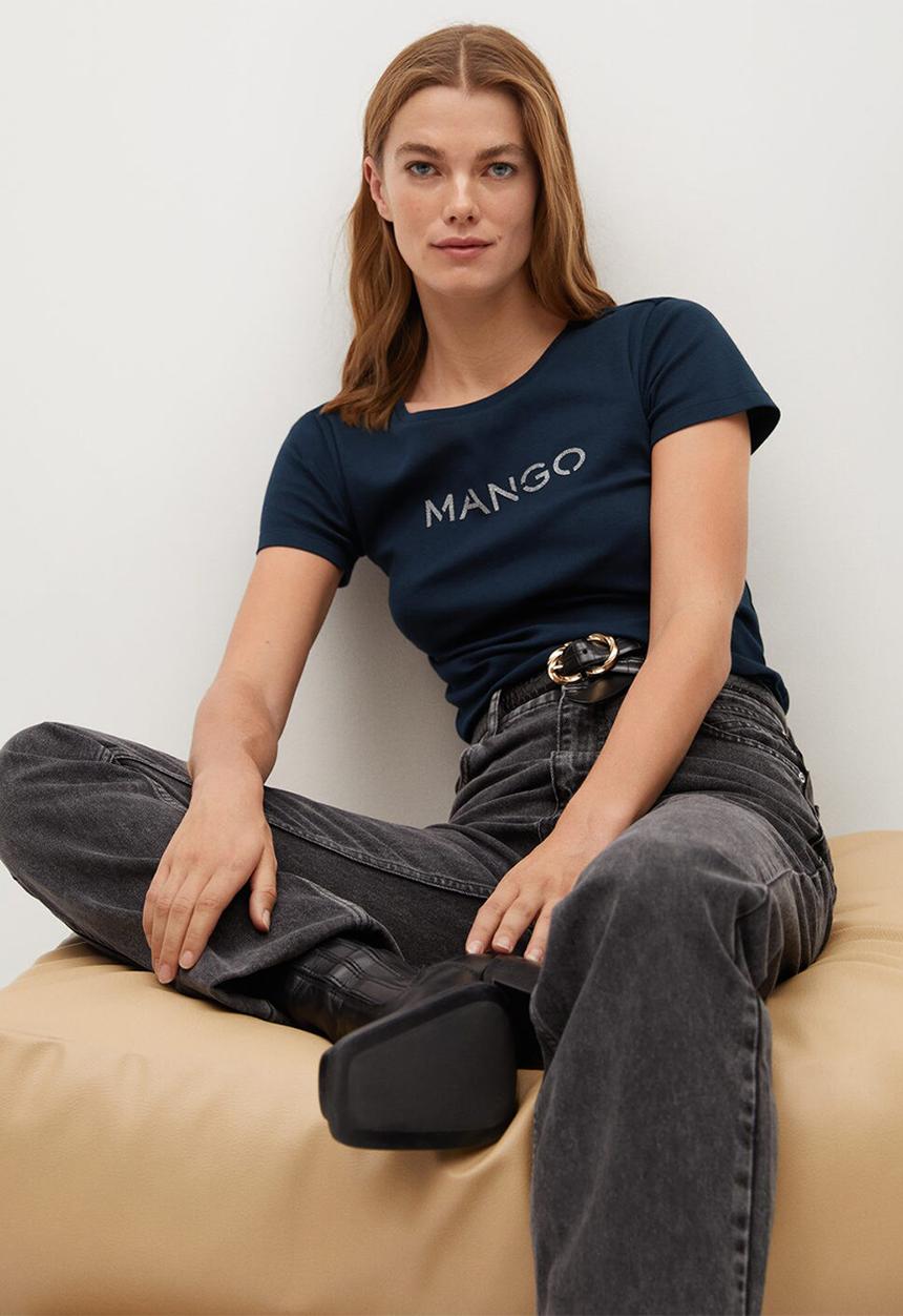MANGO - T-shirt mangolog - navy