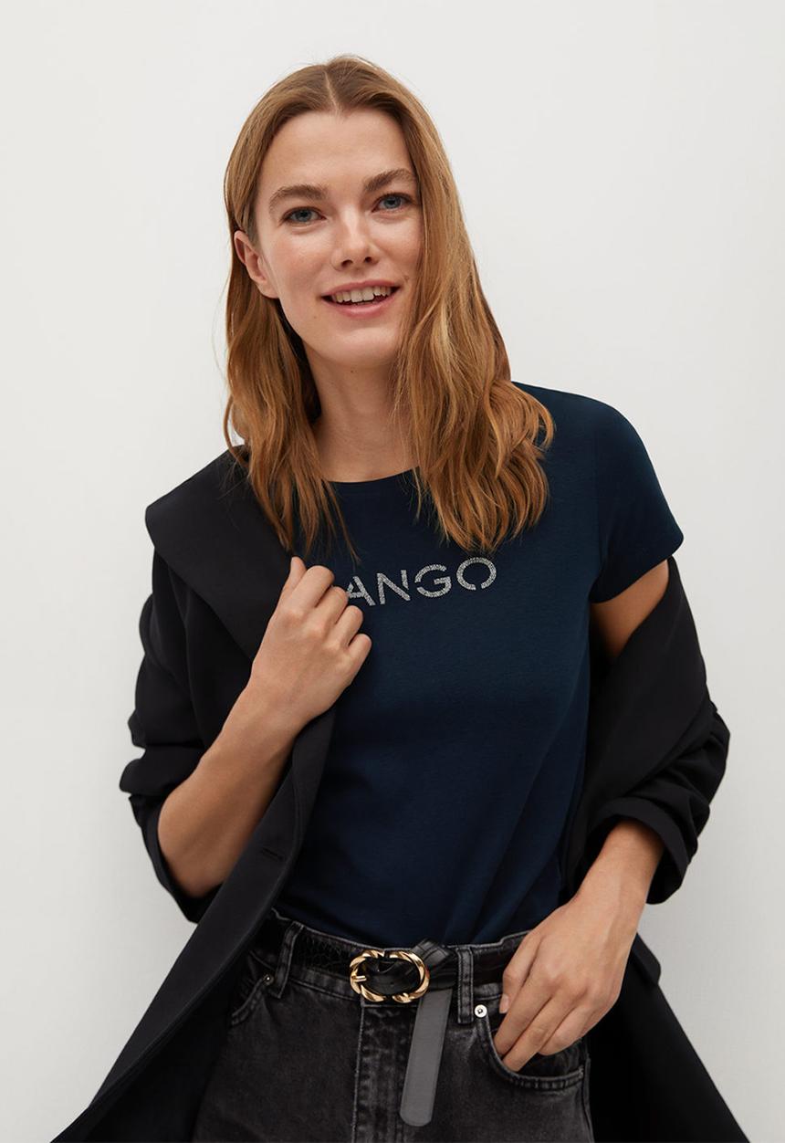 MANGO - T-shirt mangolog - navy