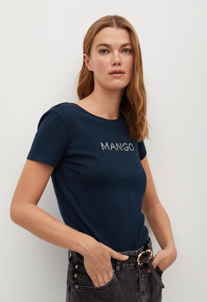 MANGO - T-shirt mangolog - navy