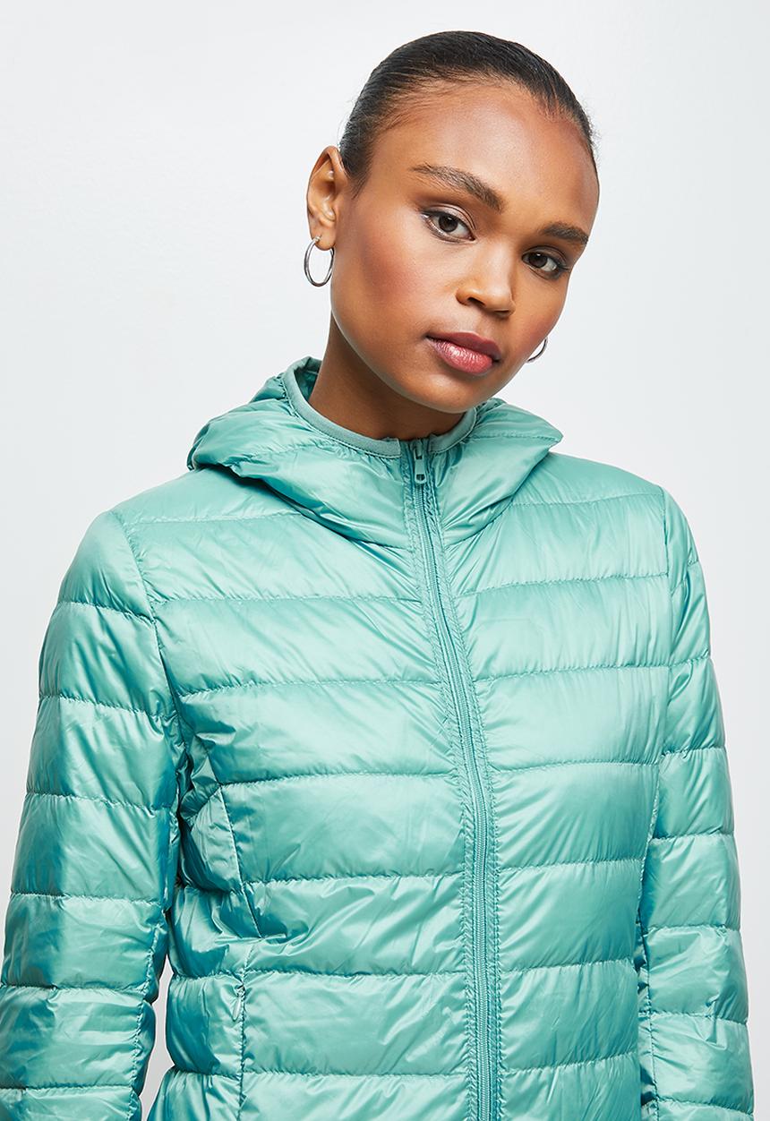 edit - Hooded puffer jacket - light aqua