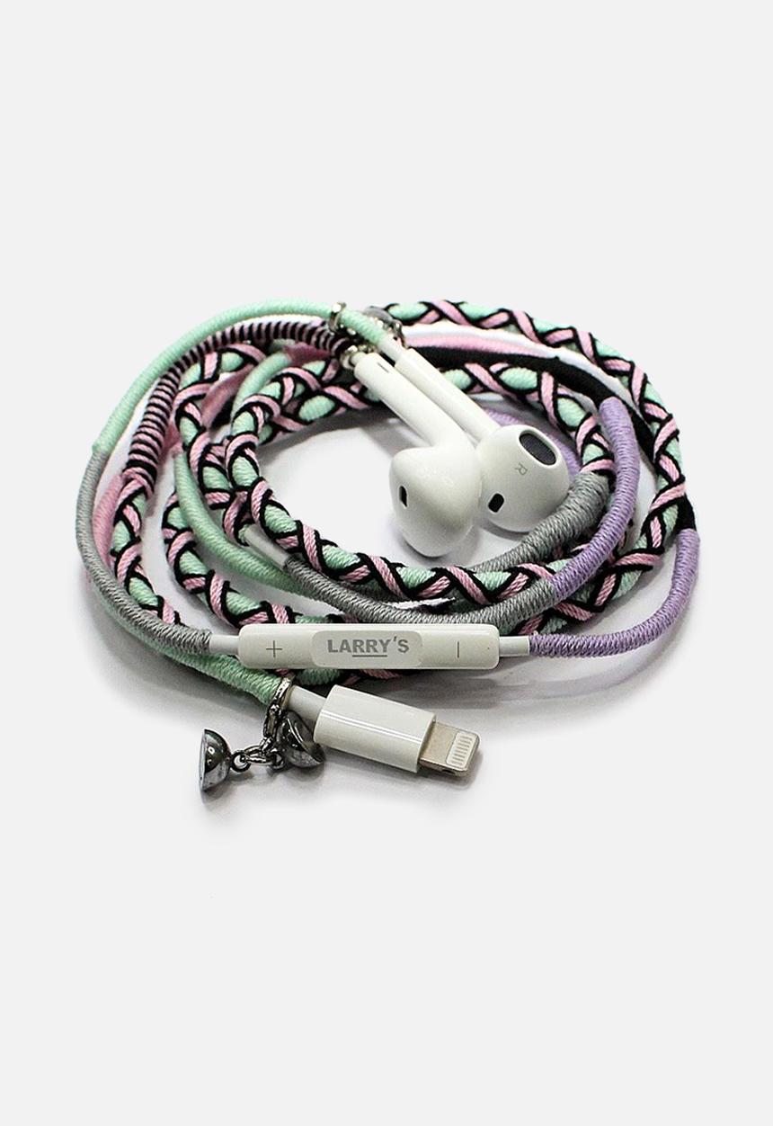 Larry's - Woven earphones -green & purple - 8 pin lightning