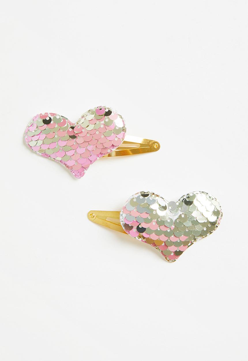 Pop Candy - Girls hearts hair clips - multi