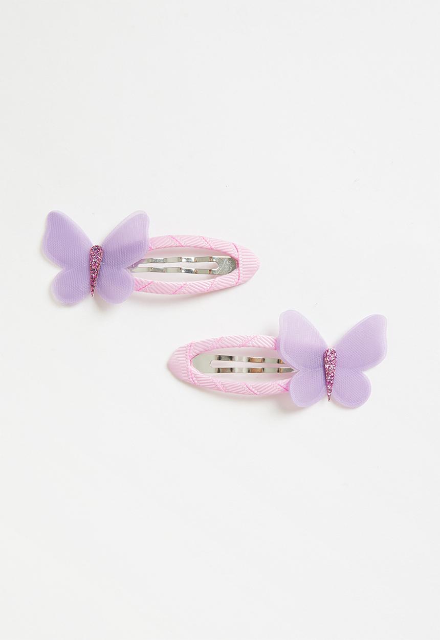 Pop Candy - Girls butterfly hair clips - purple & pink