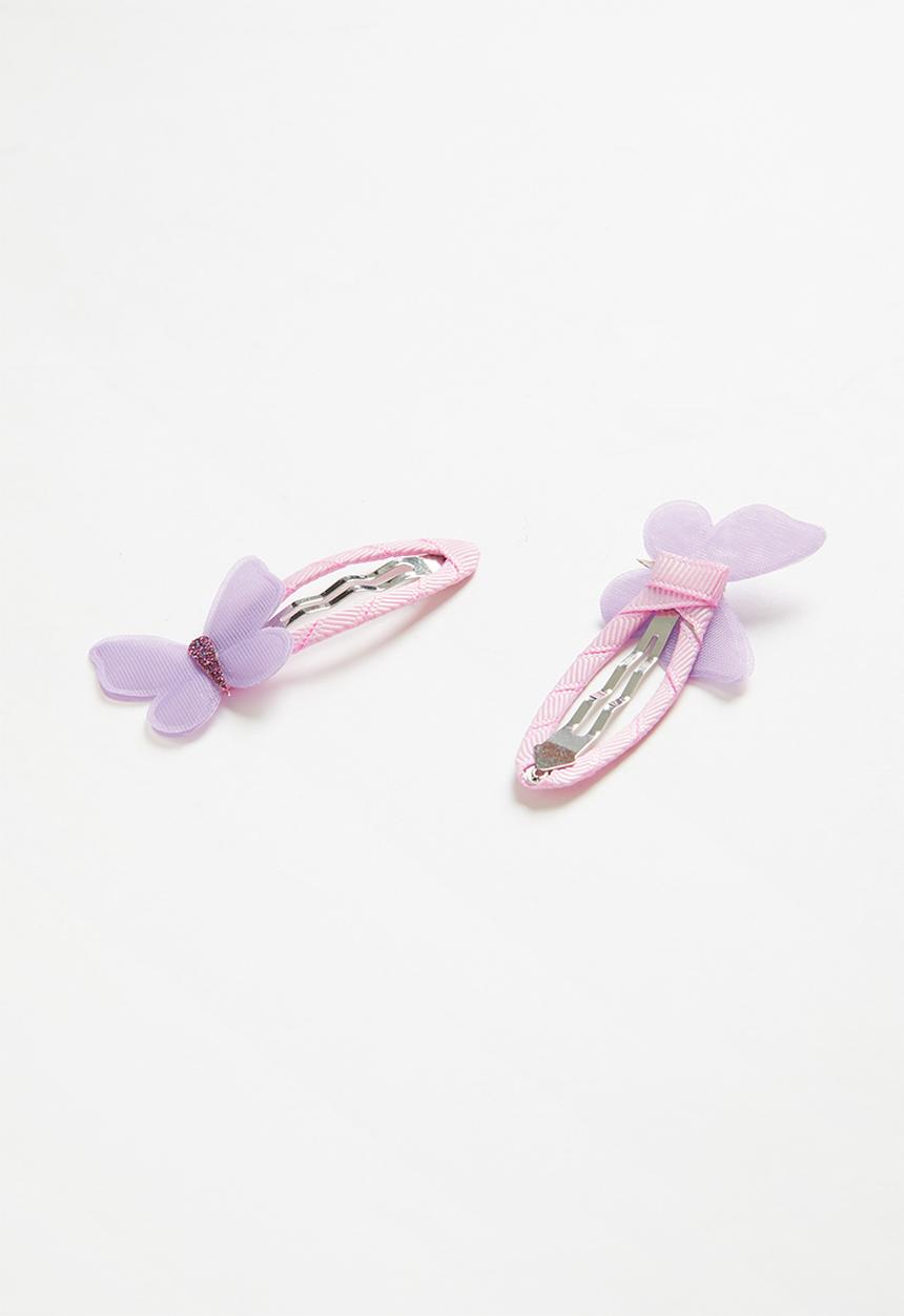 Pop Candy - Girls butterfly hair clips - purple & pink