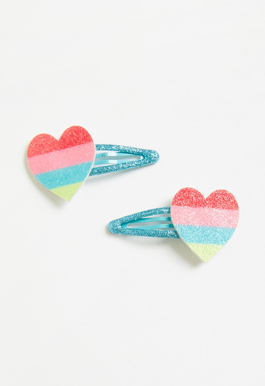 Pop Candy - Girls hearts hair clips - multi