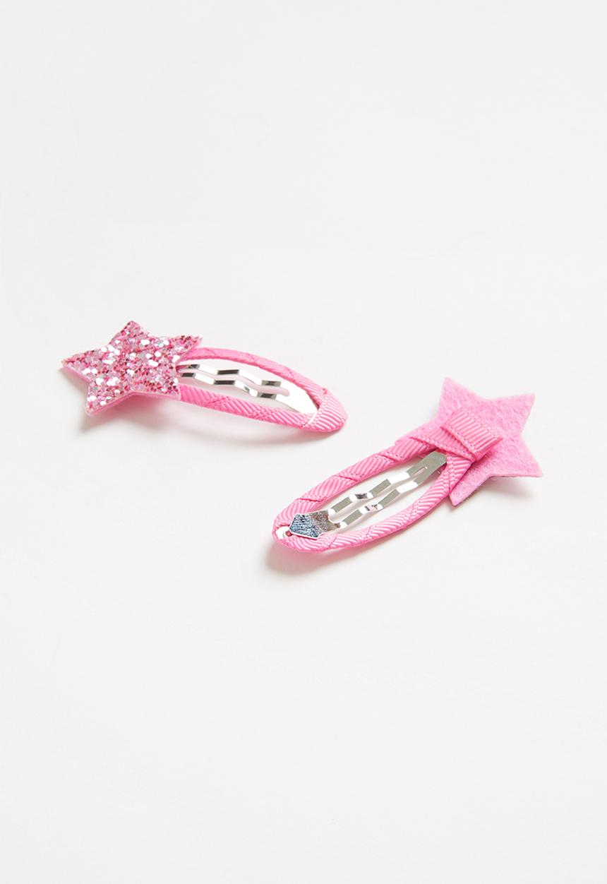 Pop Candy - Girls star hair clips - pink 