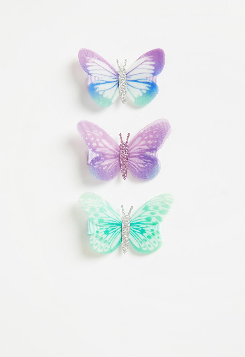 Pop Candy - Girls butterfly hair clips - multi
