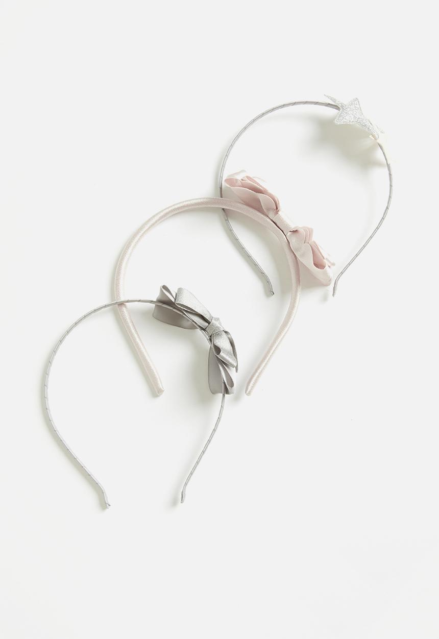 Pop Candy - Girls 3 pack alice bands - pink & grey