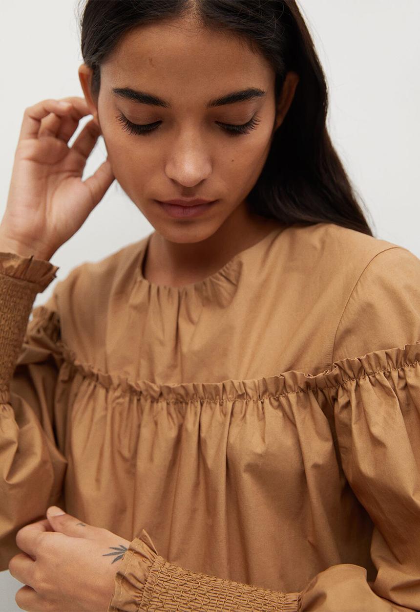 MANGO - Dress lin - brown