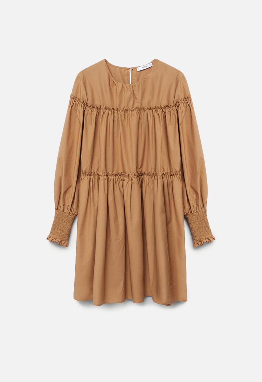 MANGO - Dress lin - brown