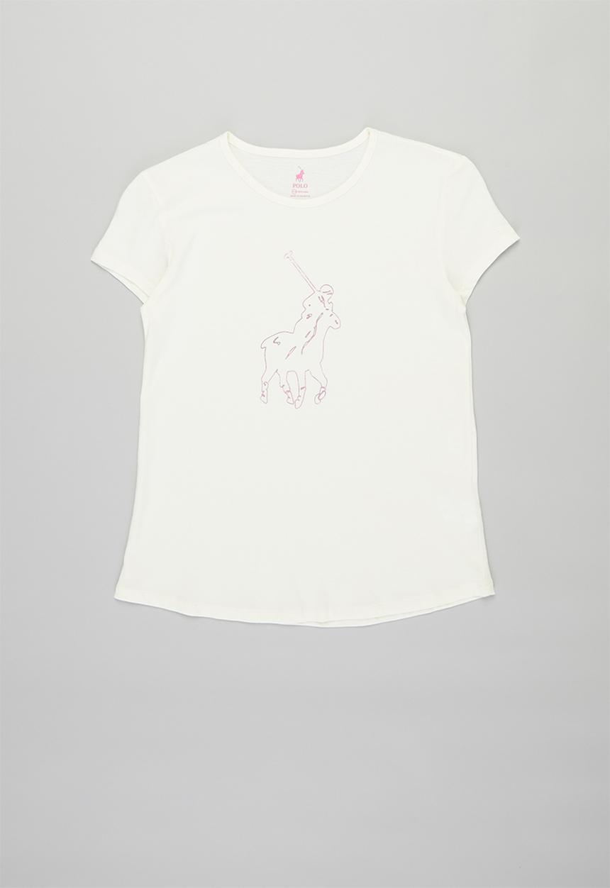 POLO - Girls layla printed short sleeve tee - off white