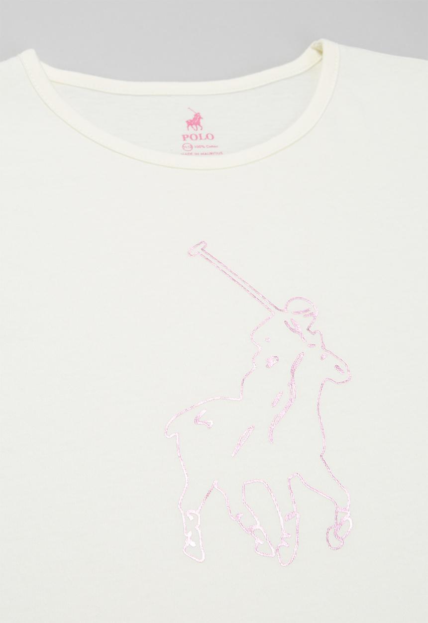 POLO - Girls layla printed short sleeve tee - off white