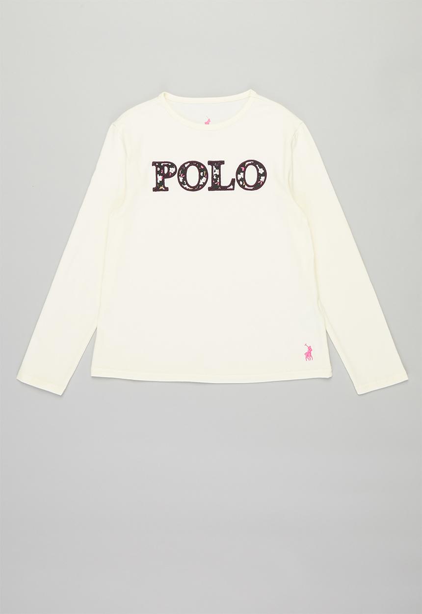 POLO - Girls maya long sleeve printed tee - off white