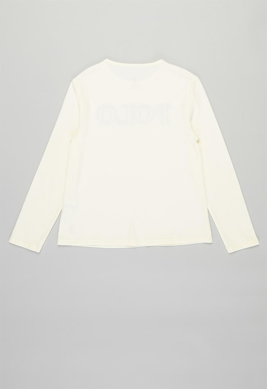 POLO - Girls maya long sleeve printed tee - off white