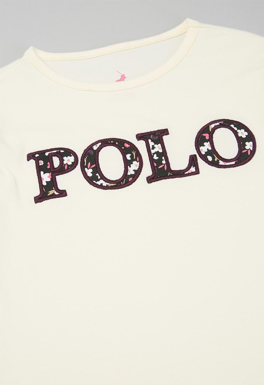 POLO - Girls maya long sleeve printed tee - off white